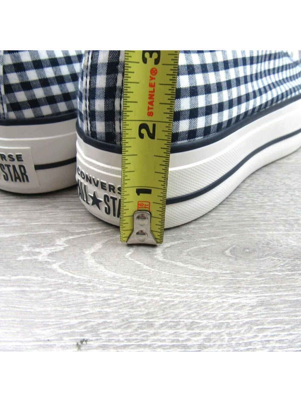 Converse CTAS Lift Platform Gingham Womens Size 8 Obsidian White NEW - Picture 10 of 16